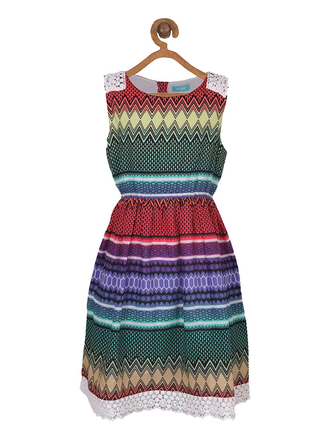 Girls Multicolor Flared Dress