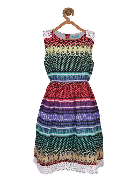 Girls Multicolor Flared Dress