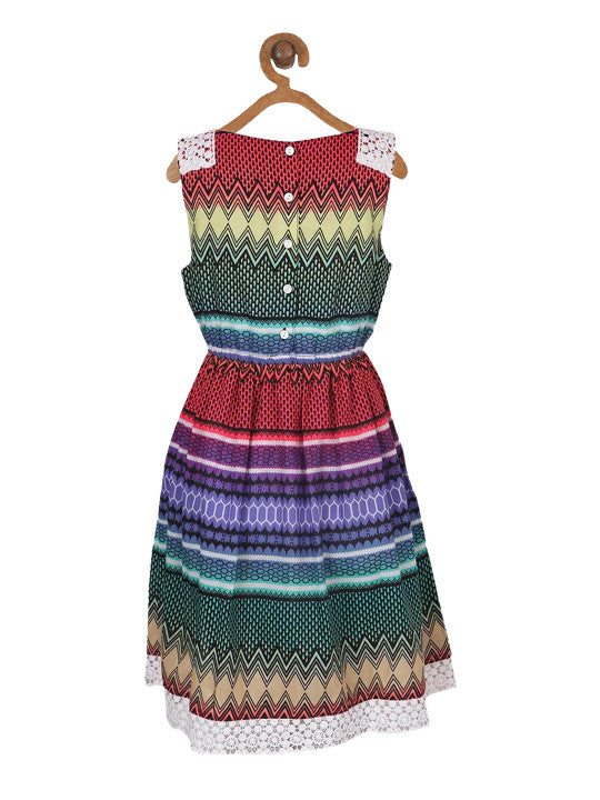 Girls Multicolor Flared Dress