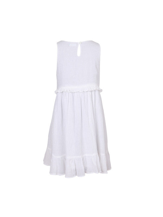Girls White Embroidered Tiered Dress