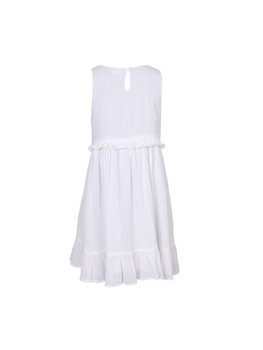 Girls White Embroidered Tiered Dress