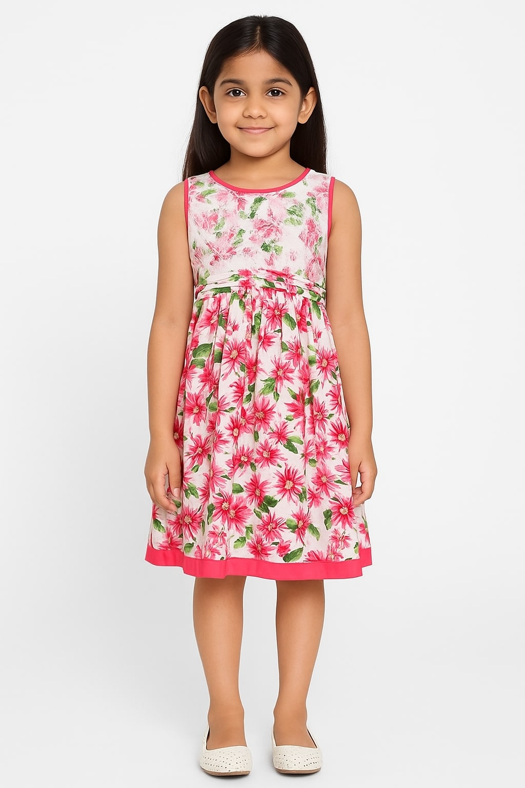 Girls Floral Lace Sleeveless Dress