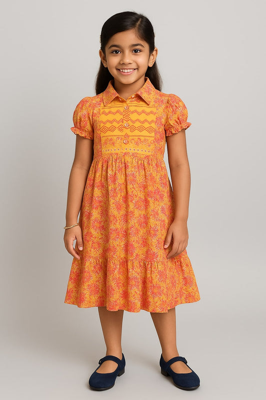 Girls Ethnic Printed Fit & Flare Dress