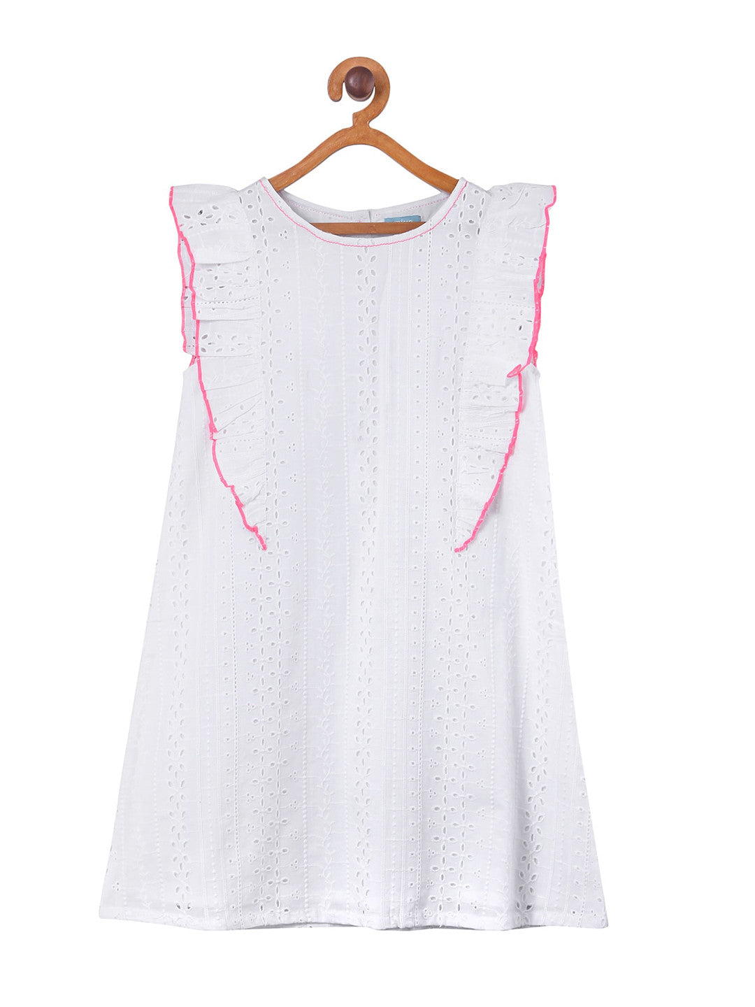 Girls Embroidered Ruffle A-Line Dress