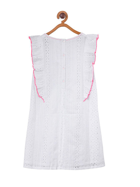Girls Embroidered Ruffle A-Line Dress