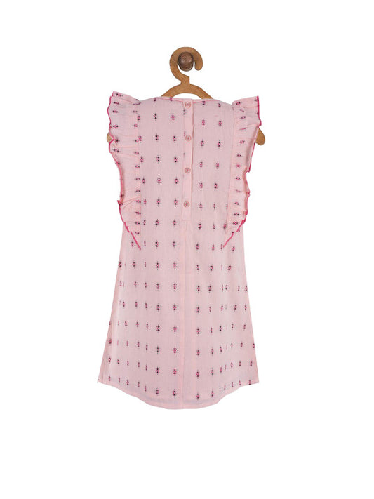 Girls Printed Ruffle Sleeve Dress