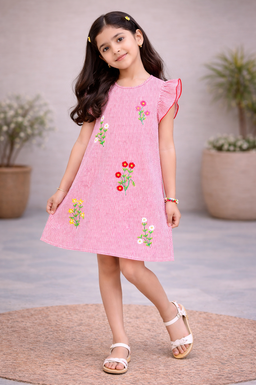 Girls Embroidered A-Line Dress