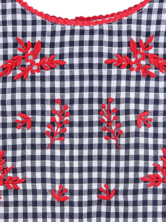 Girls Embroidered Flared Dress