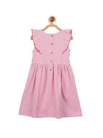 Girls Striped Embroidered Dress