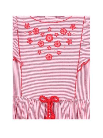 Girls Striped Embroidered Dress
