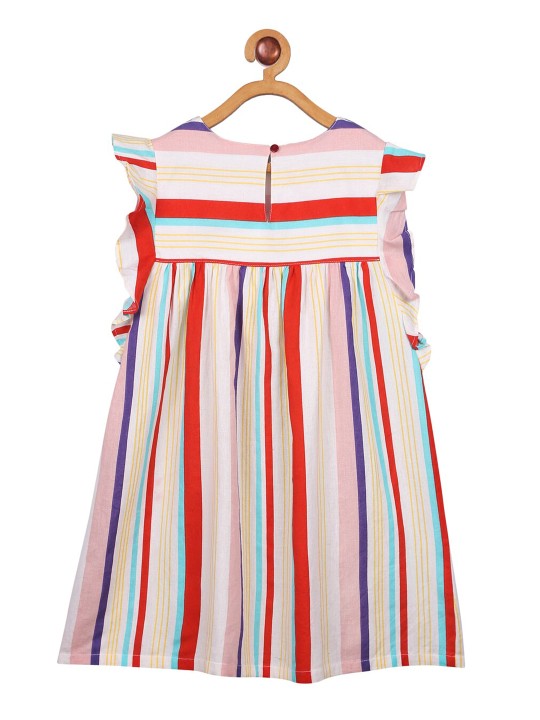 Girls Multicolor Striped Dress