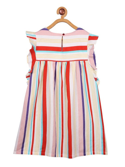 Girls Multicolor Striped Dress