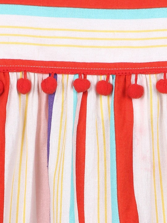 Girls Multicolor Striped Dress
