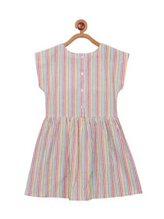Girls Striped Embroidered Dress