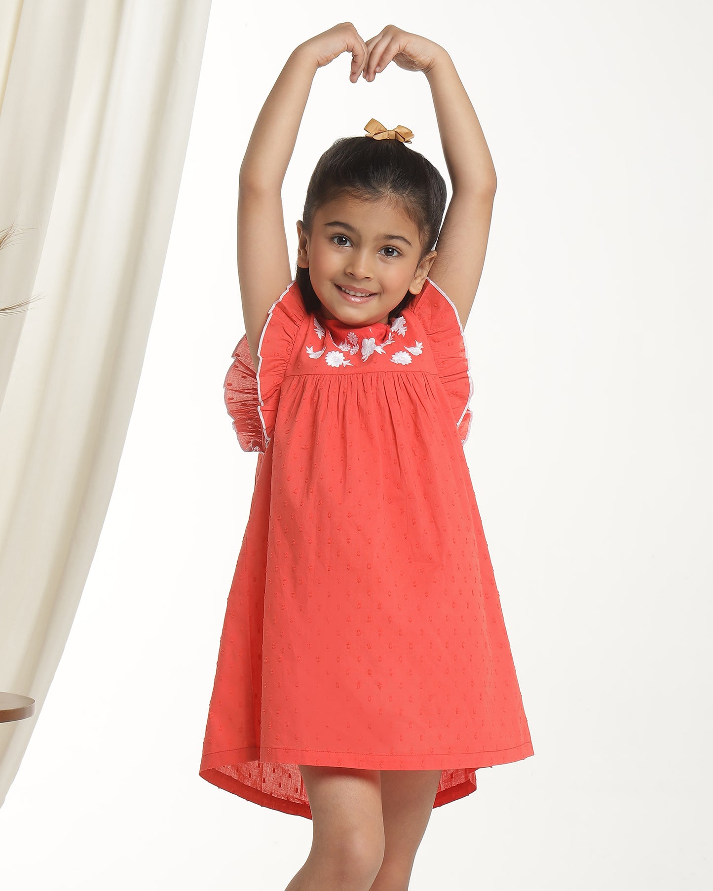 Girls Embroidered Flutter Sleeve Dress