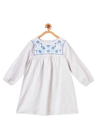 Girls Floral Embroidered A-Line Dress