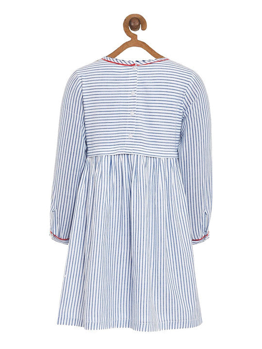 Girls Striped Floral A-Line Dress