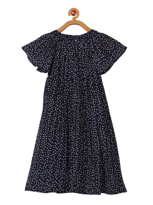 Girls Floral Printed Fit & Flare Dress