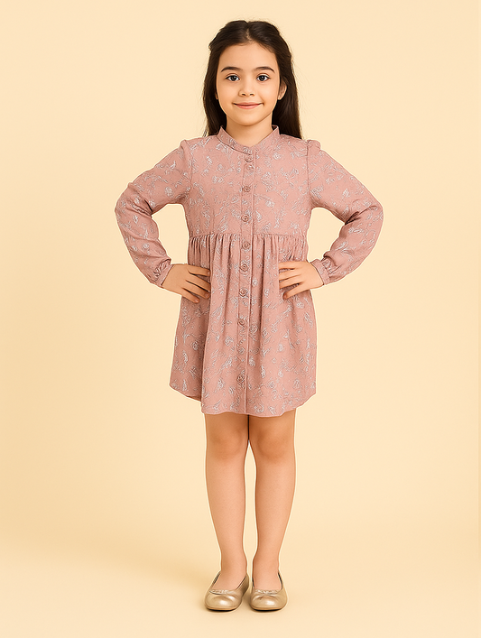 Girls Floral Print A-Line Dress
