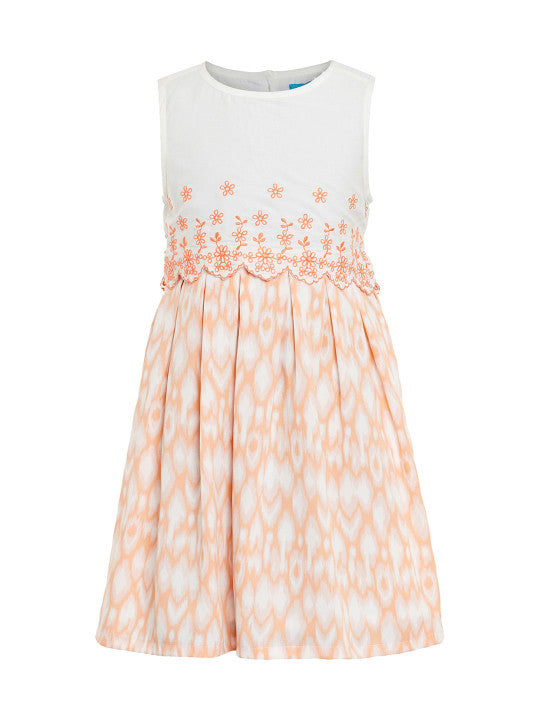 Girls Floral Embroidered Fit & Flare Dress