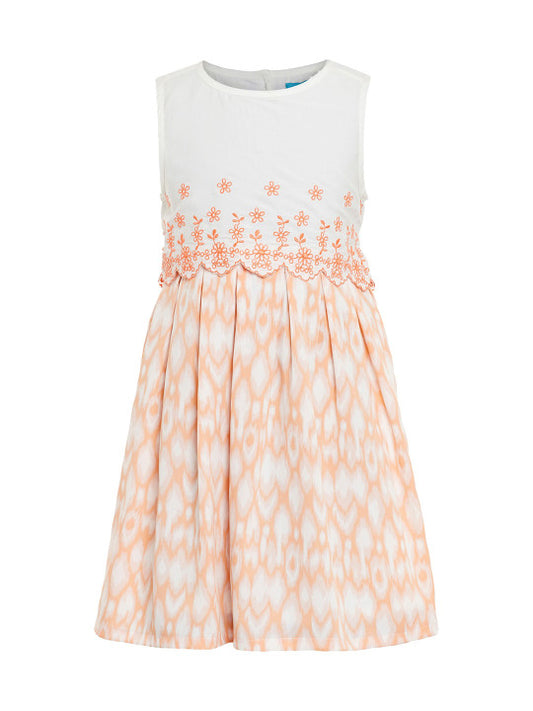Girls Floral Embroidered Fit & Flare Dress