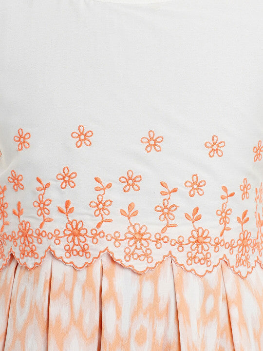 Girls Floral Embroidered Fit & Flare Dress