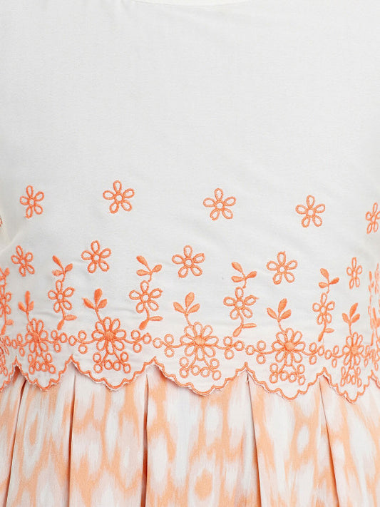 Girls Floral Embroidered Fit & Flare Dress