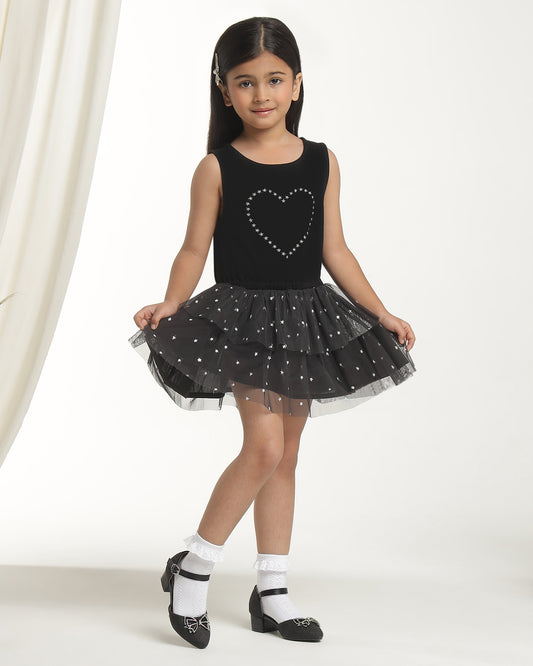 Girls Embellished Layered Dress