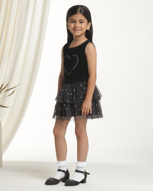 Girls Embellished Layered Dress