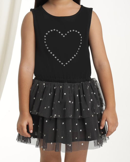 Girls Embellished Layered Dress