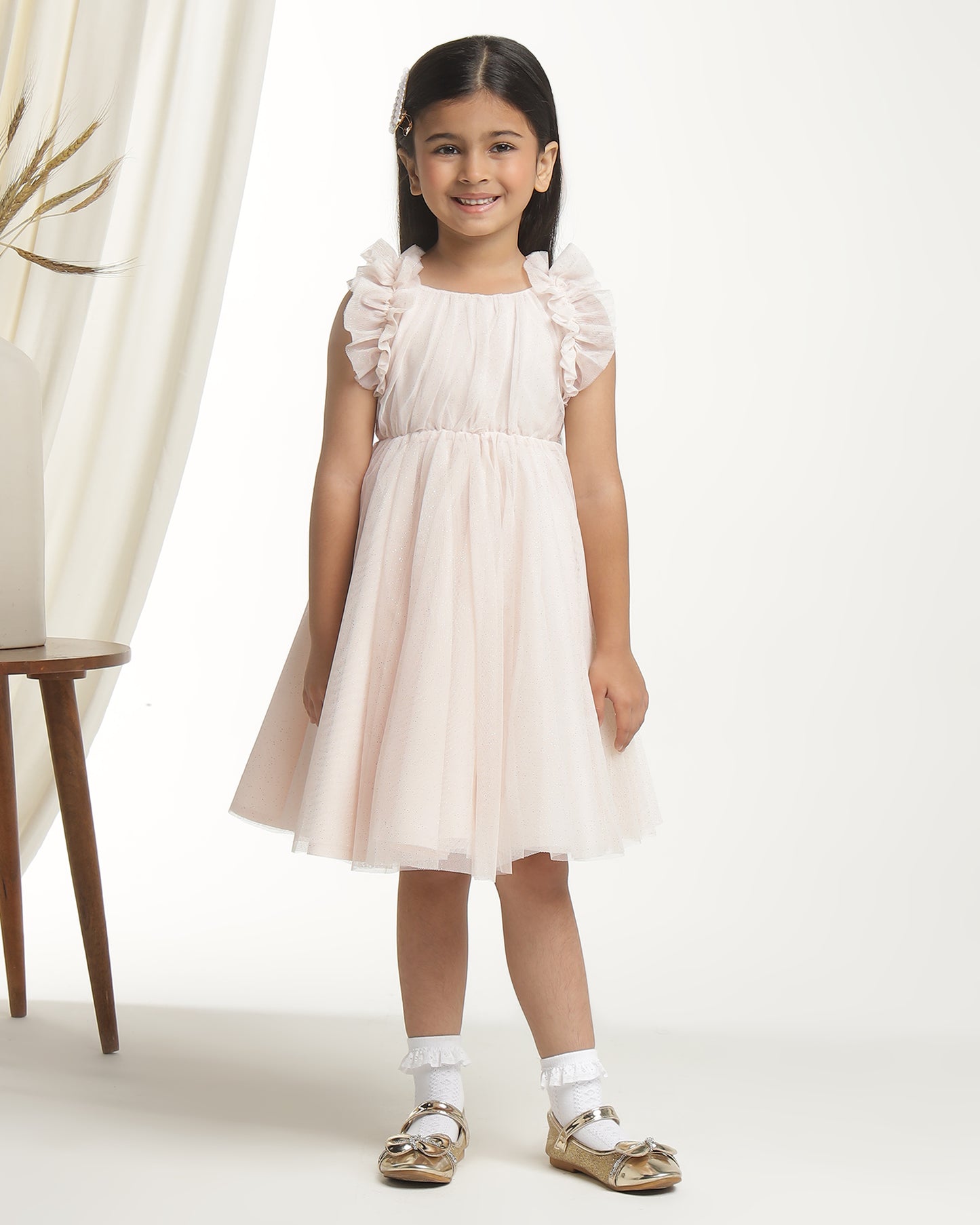 Girls Glitter Net Fit & Flare Dress
