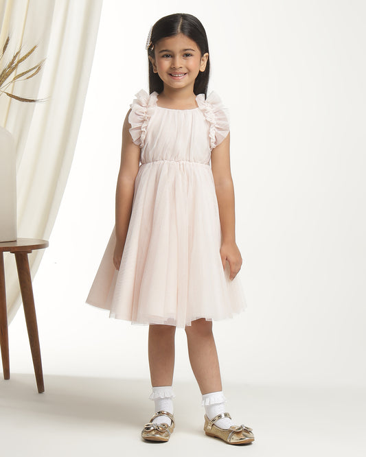 Girls Glitter Net Fit & Flare Dress