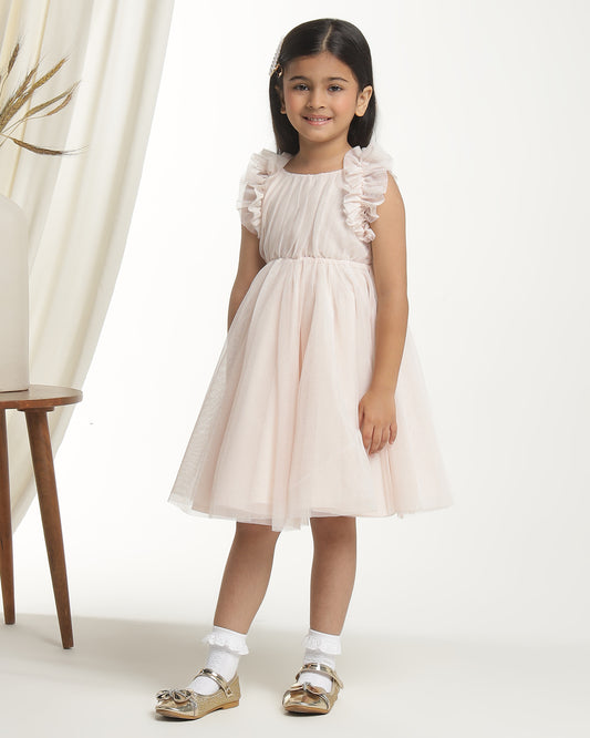 Girls Glitter Net Fit & Flare Dress