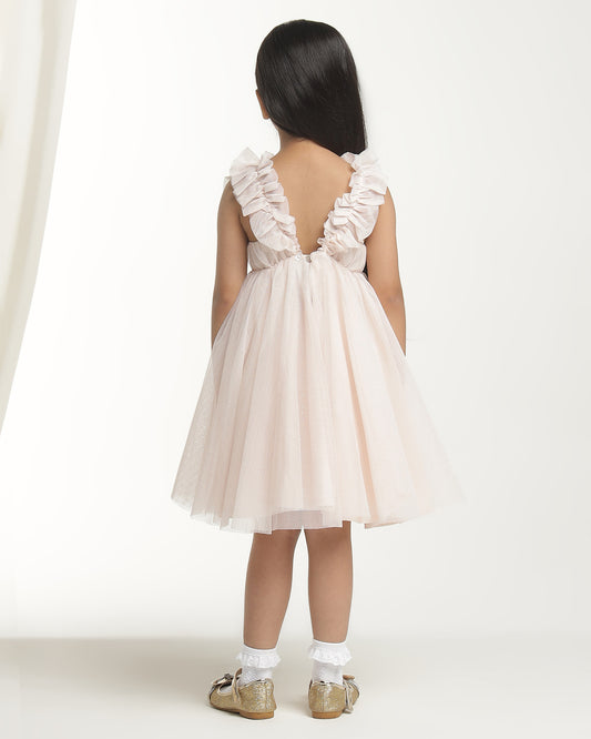 Girls Glitter Net Fit & Flare Dress