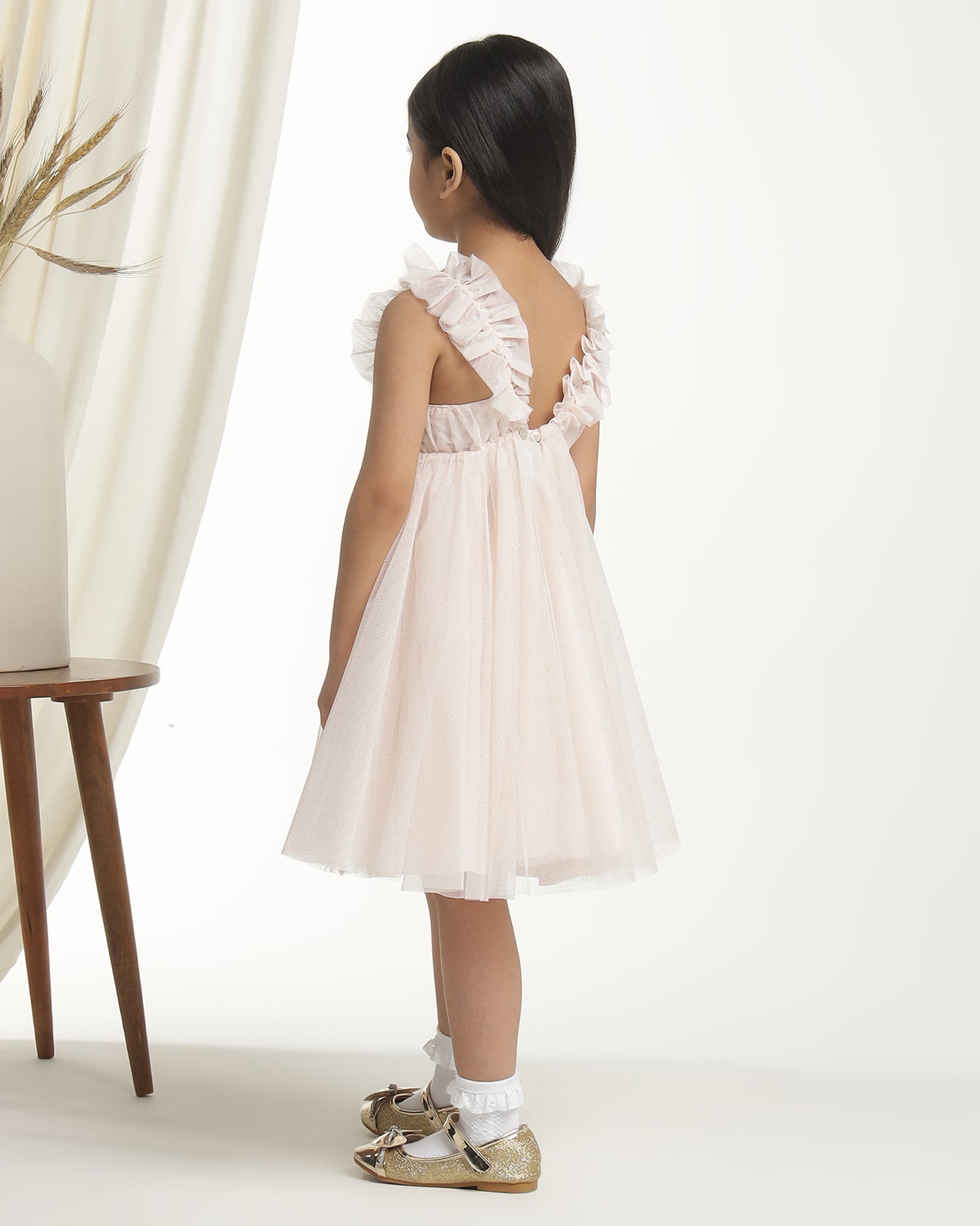 Girls Glitter Net Fit & Flare Dress