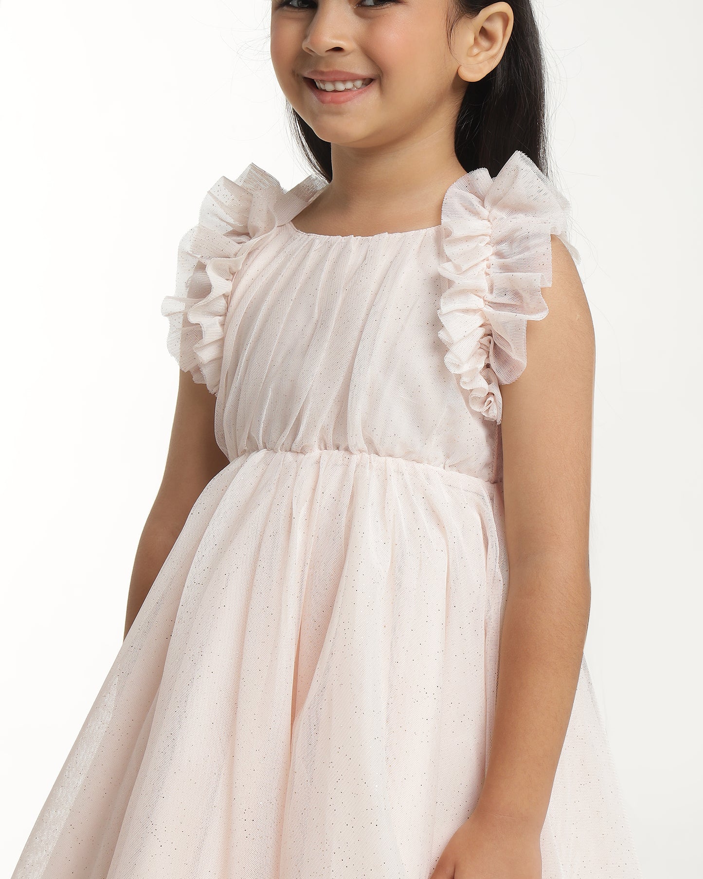 Girls Glitter Net Fit & Flare Dress