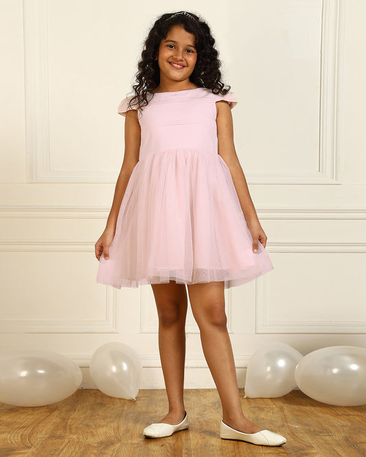 Girls Pink Pleated Dress