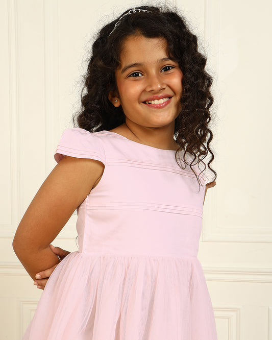 Girls Pink Pleated Dress
