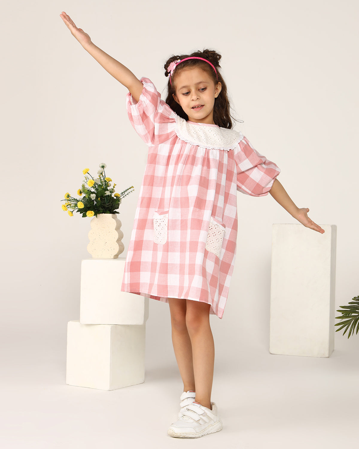 Girls Checked Pocket Dress
