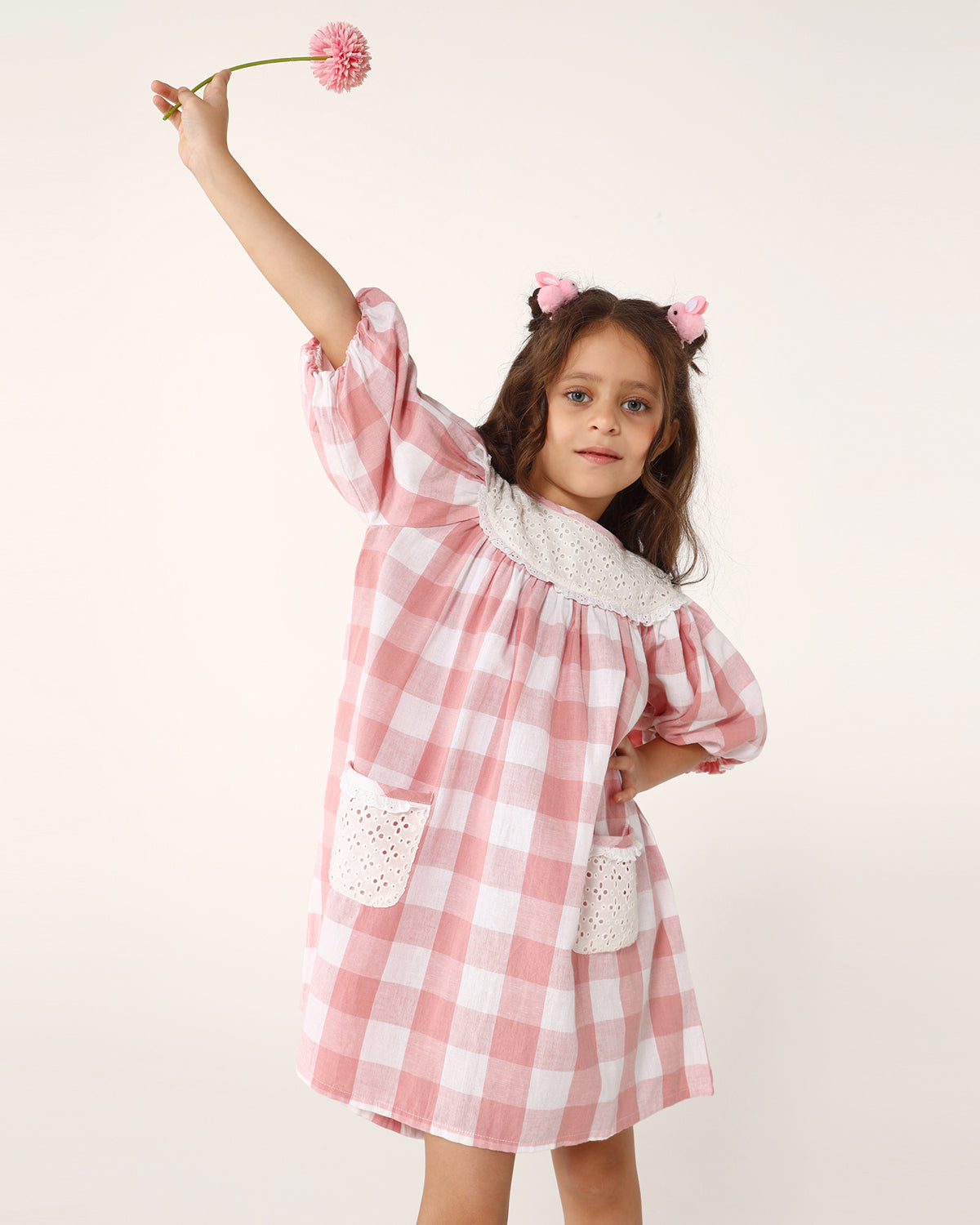 Girls Checked Pocket Dress