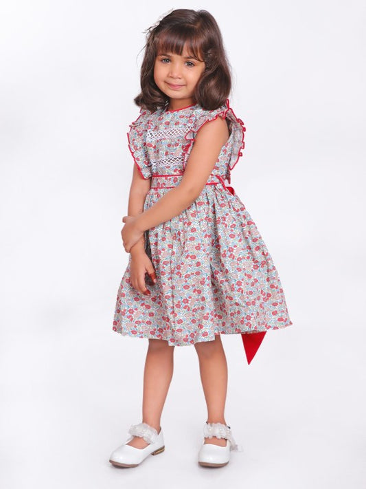 Girls Floral Printed Fit & Flare Dress