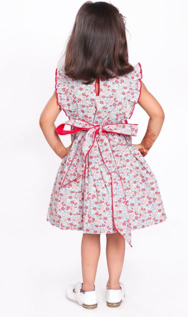 Girls Floral Printed Fit & Flare Dress