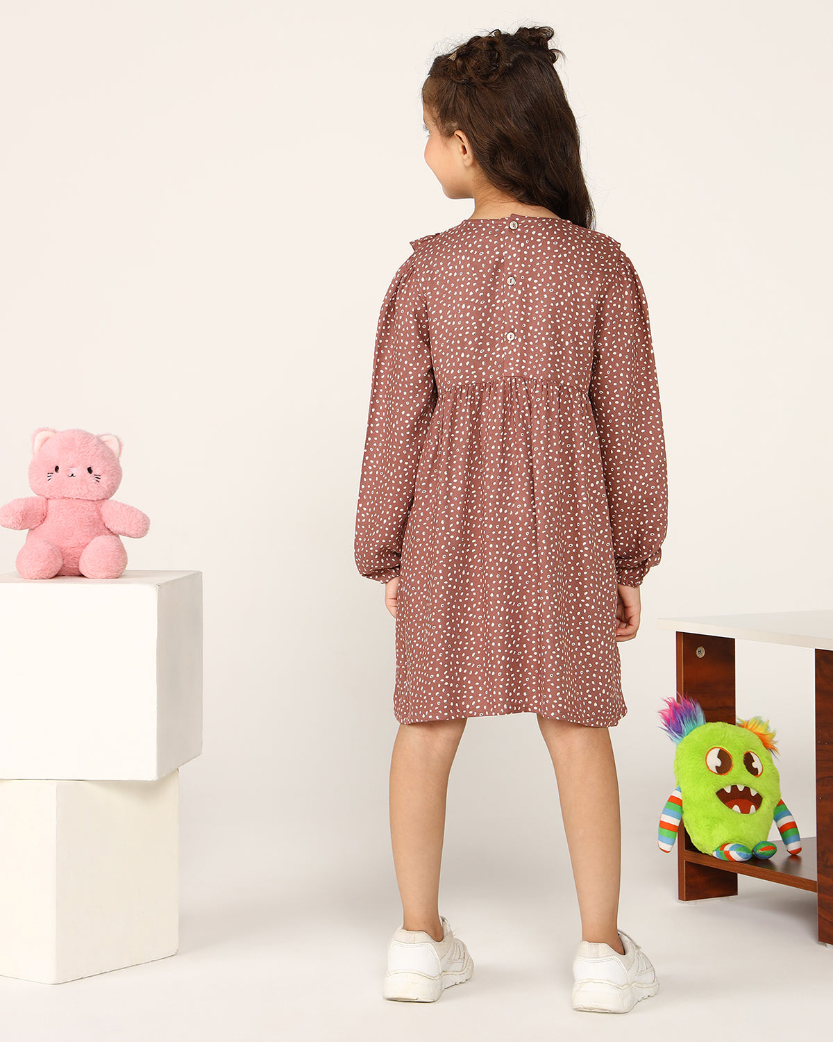 Girls Brown Floral Dress