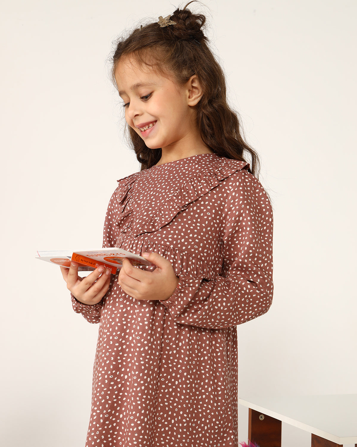 Girls Brown Floral Dress