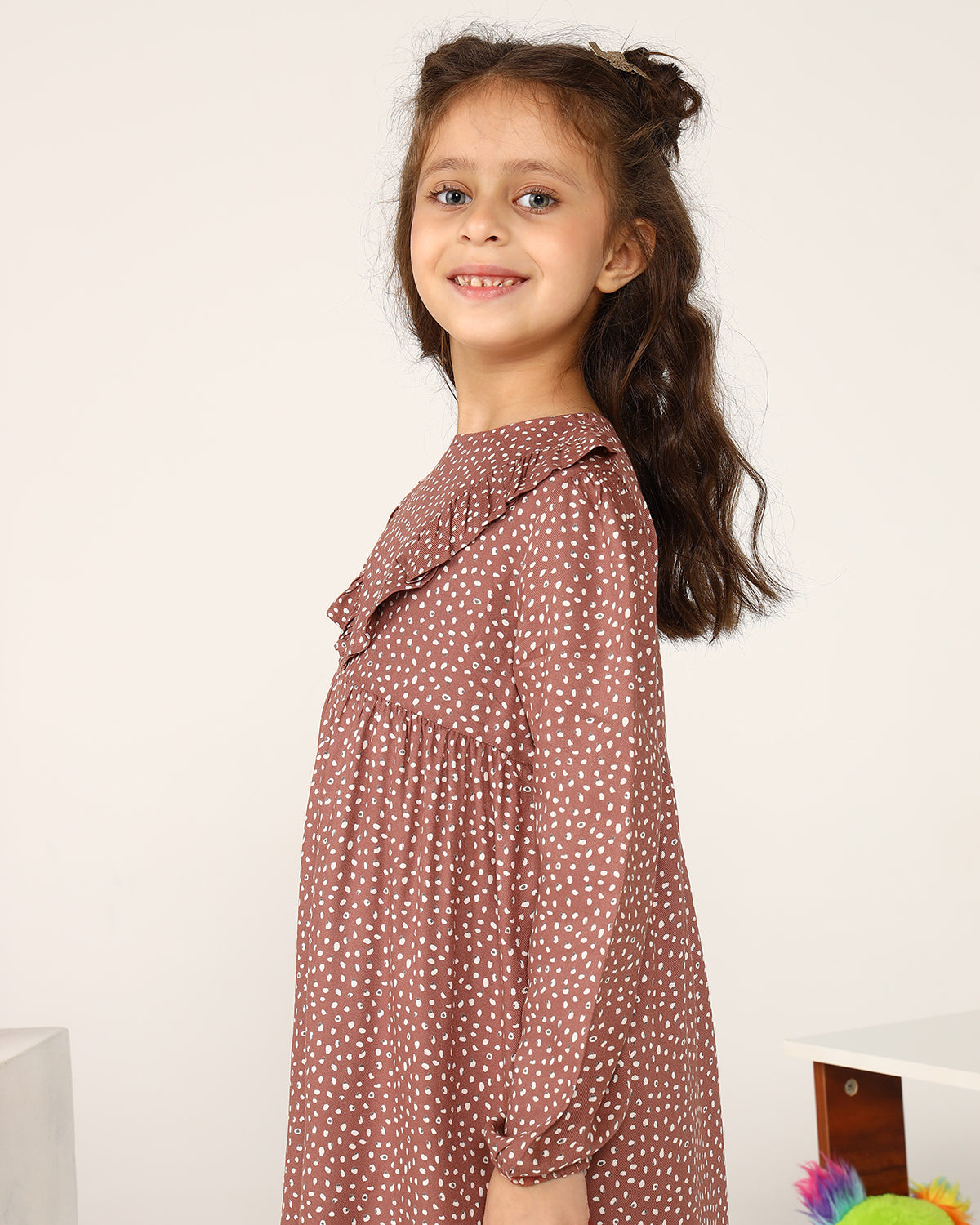 Girls Brown Floral Dress