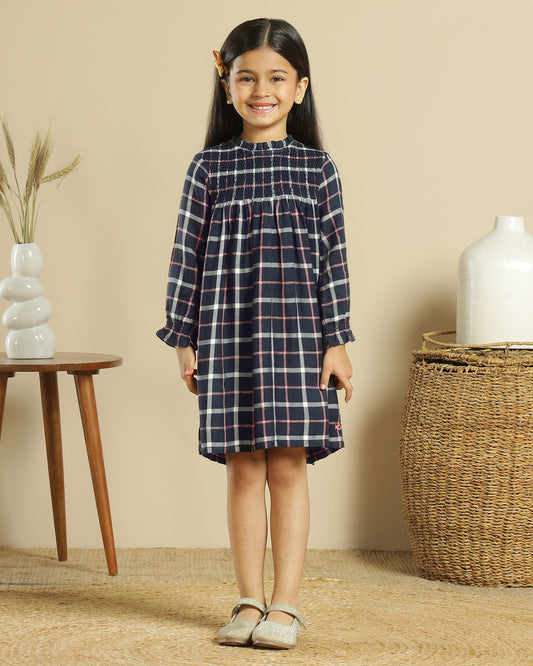 Girls Smocked Long Sleeve Dress