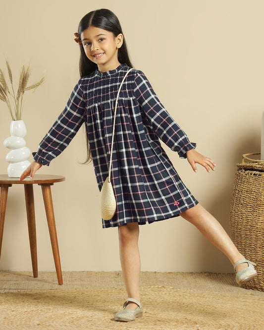 Girls Smocked Long Sleeve Dress