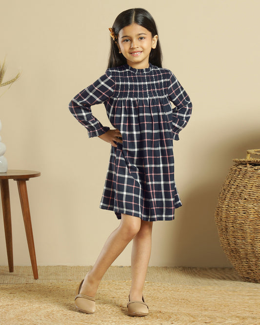 Girls Smocked Long Sleeve Dress
