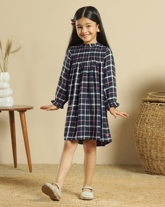 Girls Smocked Long Sleeve Dress