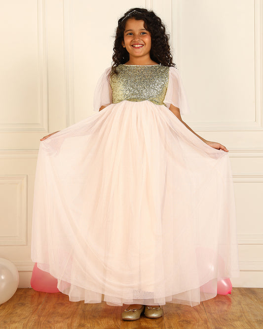 Girls Light Pink Sequin Dress